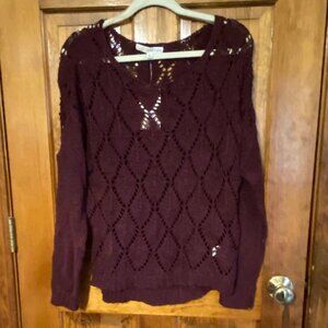 NWT Burgundy Crochet Sweater (XL)
